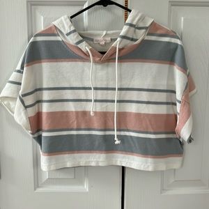 Cropped striped hoodie